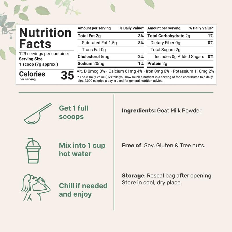 Goat Milk Powder - 2LB, Rich in Protein, Calcium, & Probiotics Dairy Milky