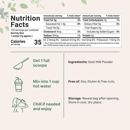 Goat Milk Powder - 2LB, Rich in Protein, Calcium, & Probiotics Dairy Milky